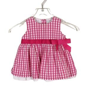 Hanna Andersson Pink and White Check Eyelet Dress Size 3-6 Months